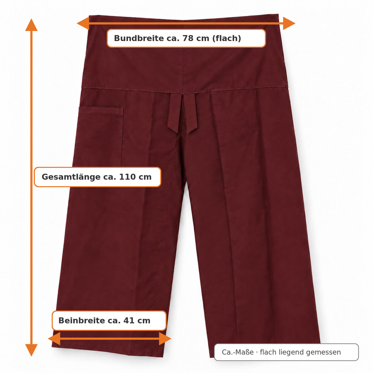 SiamRelax Lang – Thai Wickelhose mit Reißverschlusstasche | Unisex
