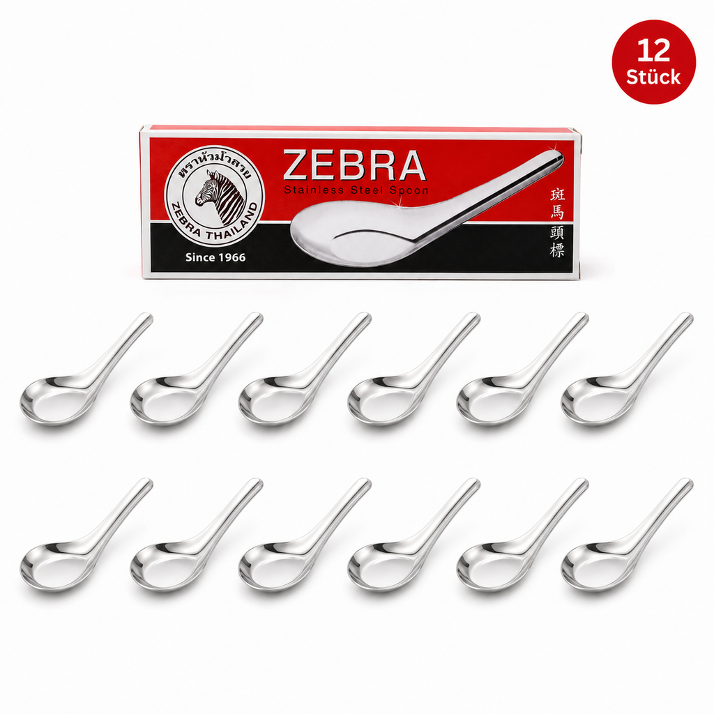 ZEBRA Asia-Suppenlöffel aus Edelstahl – einzeln, 6er- oder 12er-Set