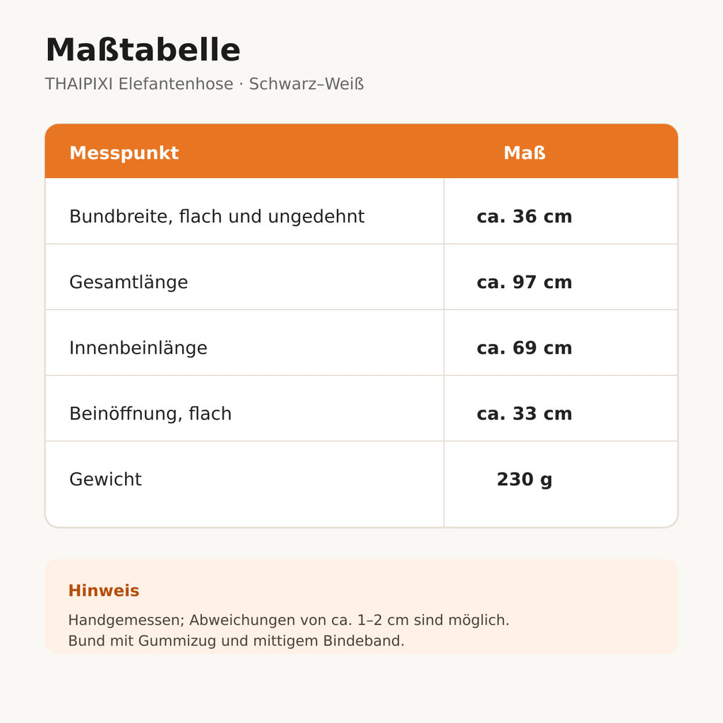 Weite Elefantenhose Schwarz-Weiß mit Pfauenmuster – Einheitsgröße