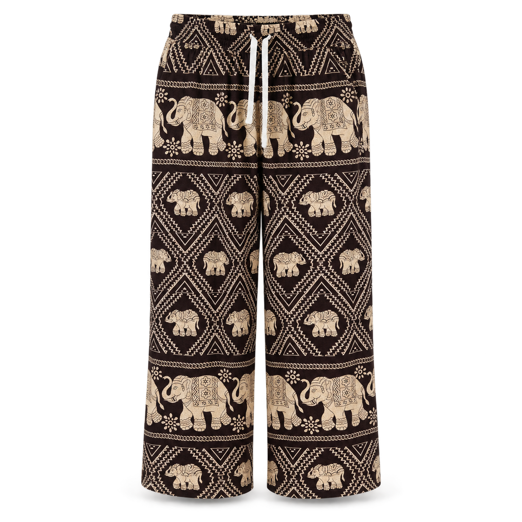 Weite Elefantenhose Braun-Beige mit Taschen – Einheitsgröße