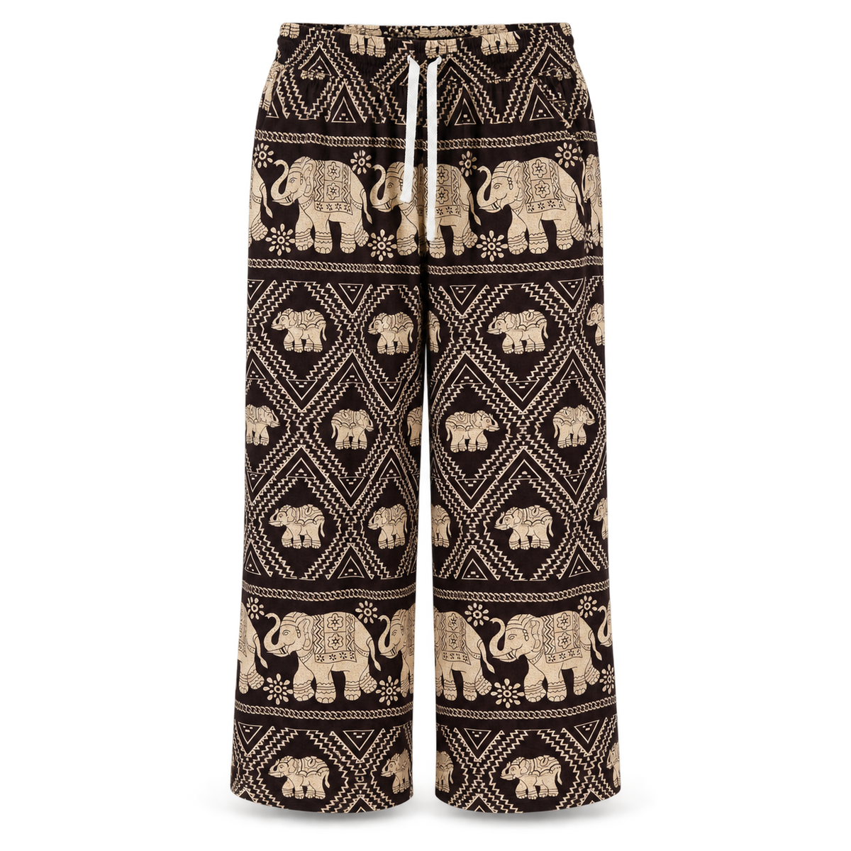 Weite Elefantenhose Braun-Beige mit Taschen – Einheitsgröße