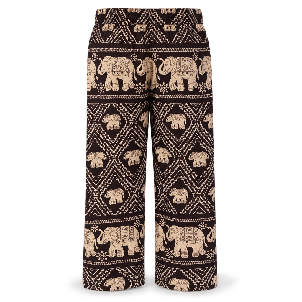 Weite Elefantenhose Braun-Beige mit Taschen – Einheitsgröße