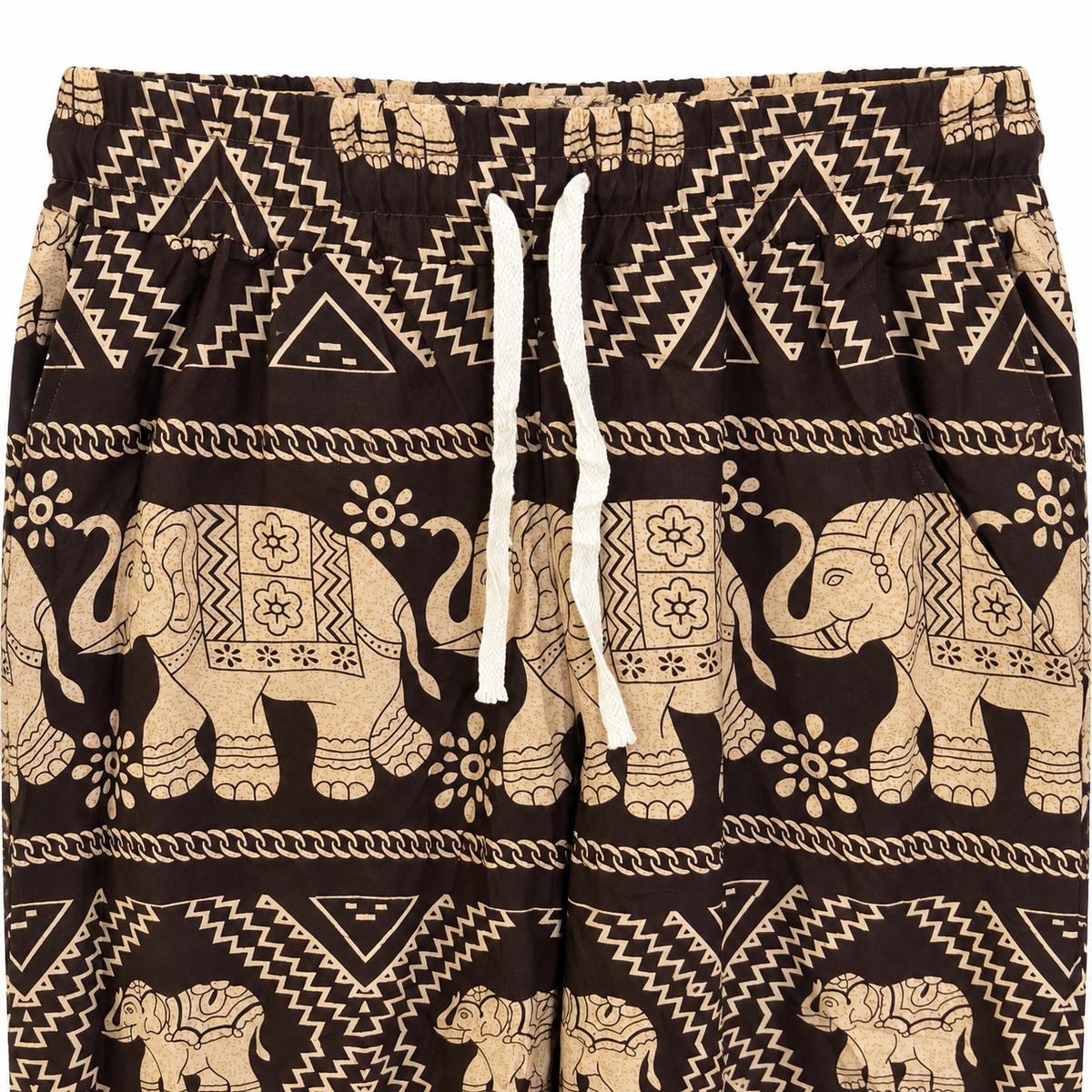 Weite Elefantenhose Braun-Beige mit Taschen – Einheitsgröße