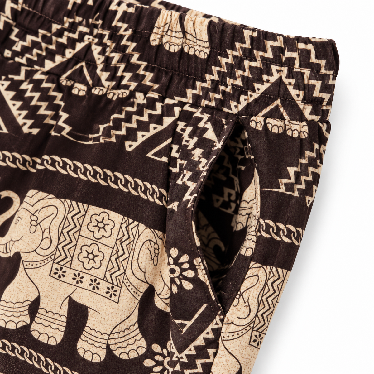Weite Elefantenhose Braun-Beige mit Taschen – Einheitsgröße