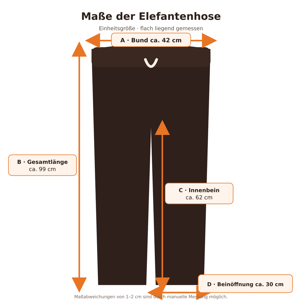 Weite Elefantenhose Braun-Beige mit Taschen – Einheitsgröße