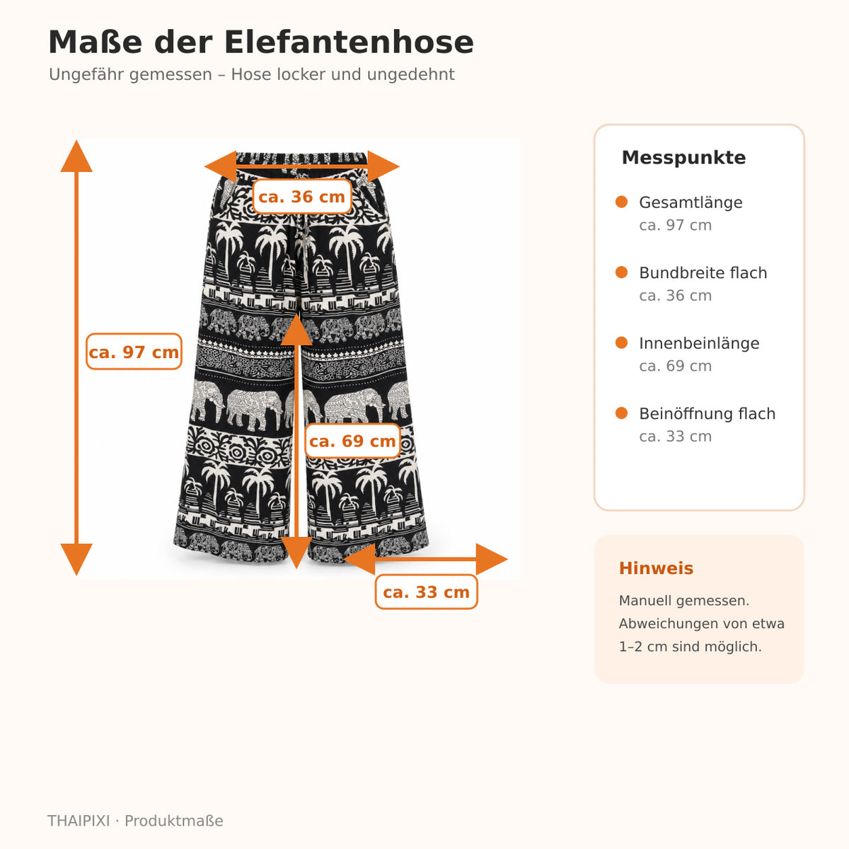 Schwarz-weiße Elefantenhose aus Viskose – Einheitsgröße